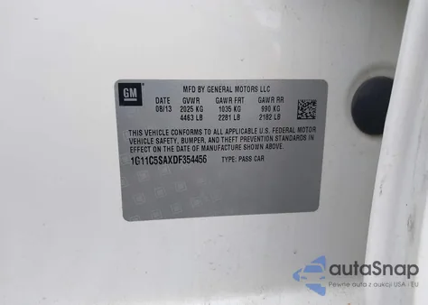 2013 Chevrolet Malibu 1Lt из США, поврежденный, VIN 1G11C5SAXDF354456